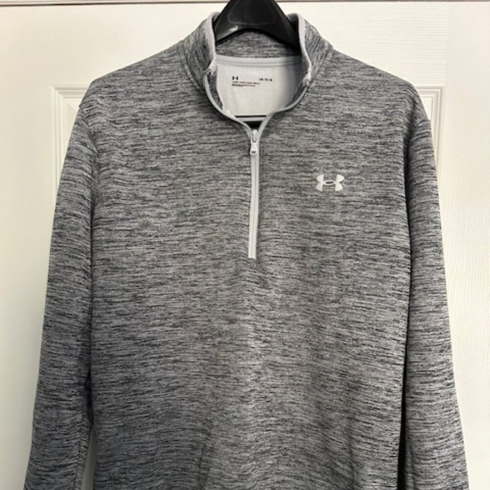 Under Armour Men’s ColdGear Loose Fit Heathered Gray Qtr Zip Pullover, Size L
